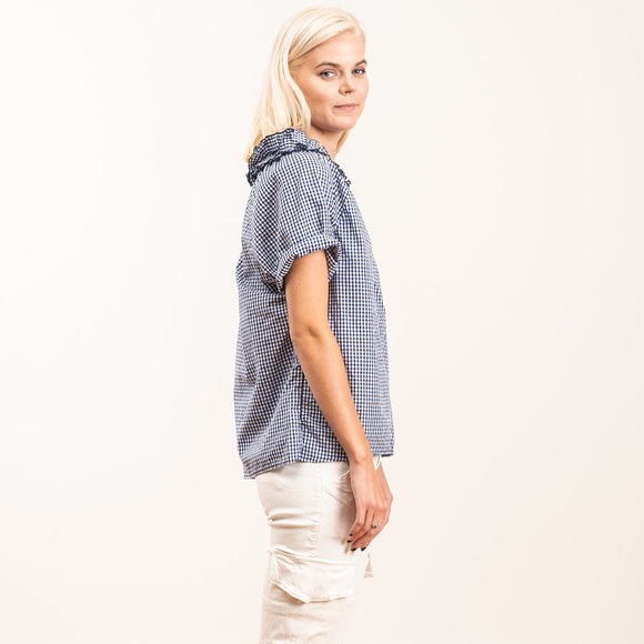 A Shirt Thing Margot Shirt in Navy Gingham Plaid Size P/S - Picture 3 of 11